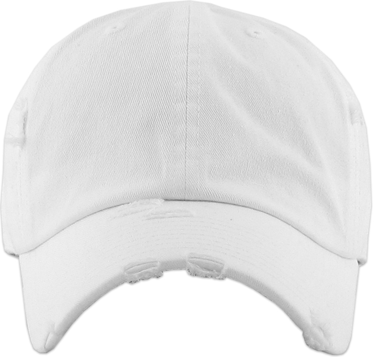 White Distressed Vintage Baseball Cap Front View
